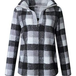 Women's Sweatshirt Warm Plaid Hoodies Pullover
